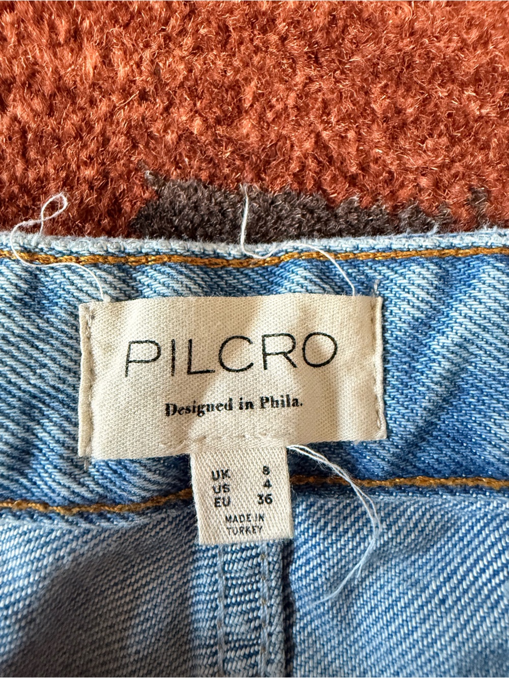 Pilcro Light Blue Denim Skirt with Frayed Waistband - Picture 2 of 2